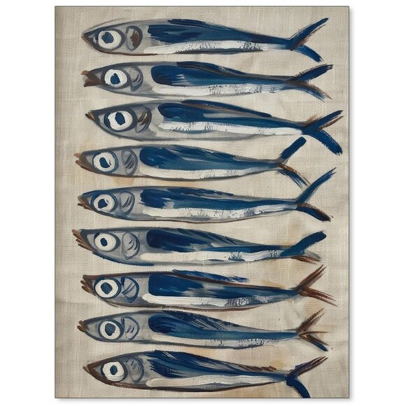 Sardines Print Sardine Tin Vintage Poster Retro Sardine Wall Art Fish Print - Picture 1 of 7